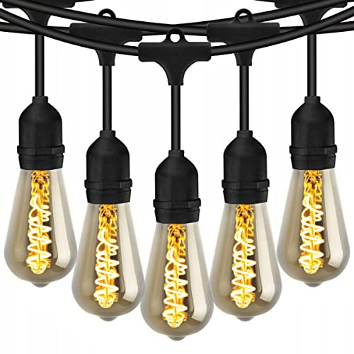 Lumiled Lichterkette Außen 15 Meter mit 15 E27 LED 6W Glühbirne ST64 Warmweiß 2200K 230V Birnen für Garten Biergarten Party Hochzeit Dekoration Terrasse EDISON verlängerbar mit Strom Ostern
