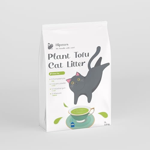 Plant tofu cat litter (Green Tea),(2.8kg/bag)Deodorizing Formula, Fast Clumping, High Water Absorption,100% Natural & Biodegradable - Save More with Reduced Dosage. Antibacterial & Family-friendly.