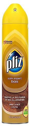 Pliz Soin Expert Bois - Brillance & Soin - Enlève Poussière et Allergènes - 1 Aérosol
