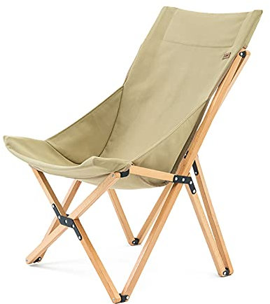 Holz-Campingstuhl, Holz-Strandstuhl und klappbarer Schmetterlingsstuhl, Bambus-Garten-Liegestuhl für den Außenbereich, Faltbarer Holz-Leinen-Sessel, Terrasse, Camping, Relax-Strand-Lounge (Farbe: