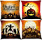 BINXWA Halloween Kissen 4 Stück,Kissenbezug 45x45cm Kürbis Baumwolle Leinen Kissenbezug Halloween Dekoration für Wohnzimmer Sofa Garten Halloween deko Set