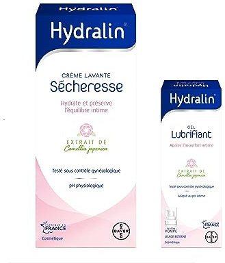 Hydralin® Sécheresse Crème lavante toilette intime 200ml -Hydrate et protège + Hydralin Lubrifiant Gel intime 50ml -Hydrate, apaise et lubrifie la zone intime - Cosmétiques - Fabriqués en France.