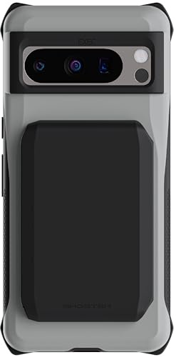 Ghostek Exec Wallet Case for Google Pixel 8 Pro - Magnetic Credit Card Holder, Compatible with Wireless Charging, Kickstand (6.7 Inch, Gray)