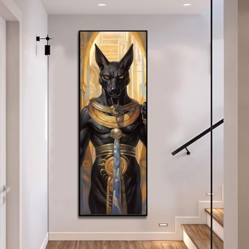 Diamond Painting Anubis Ägypten Diamond Painting Erwachsene, Groß xxl 120 X 40cm, Malen Nach Zahlen Erwachsene, DIY Diamant Painting Bilder Kinder, 5D Diamant-Malset, Home Wanddekoration Geschenke-4l