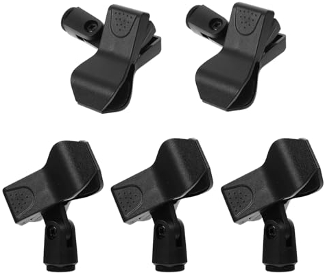 Taicols 5 Stück Universal Mikrofonhalter, Halterung für Mikrofon-Clip, Schwarz Mikrofonklammer, Tragbares Mikrofonhalter Klammer, für Bühnentreffen, Live-Sprache, KTV, Wireless und Handheld Mikrofon