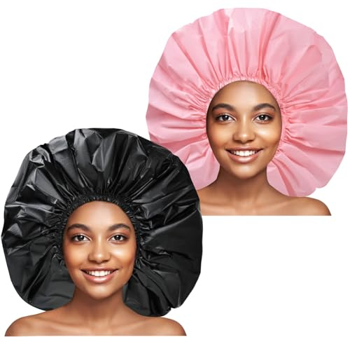 Super Jumbo Shower Cap for Women, 2 PCS Waterproof Hair Caps for Locs