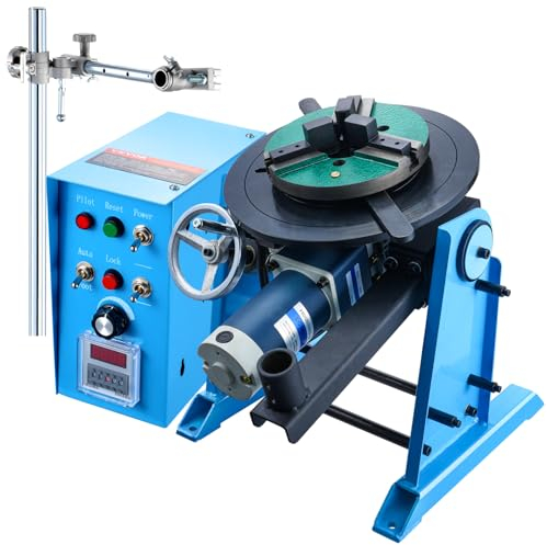 VEVOR Posizionatore Rotante per Saldatura 50kg, Tavola Girevole per Posizionamento 0-90° 0,5-6RPM 120W, Mandrino per Tornio 12,4 Pollici Supporto Torcia Saldatura per Taglio, Rettifica, Assemblaggio