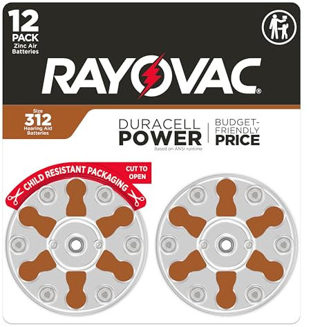 Rayovac Size 312 Hearing Aid Batteries (12 Pack), Size 312 Batteries