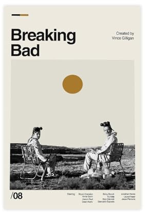 KJUFE Poster Breaking Bad, 2 Stück, Leinwand, Schlafzimmer, Dekoration, Landschaft, Büro, Raumdekoration, Geschenk, 20 x 30 cm