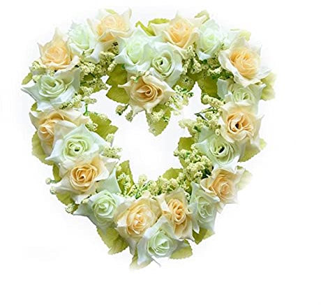 Kränze Herzförmige Rose künstliche Blumen mit Blumengirlande for Türwanddekor Hochzeitsautodekoration Blumen Herz-förmiger hängender Kranz, 3 Farben Künstlicher Blumenkranz(A)