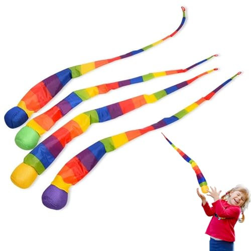 mohito Schweifball Kinder, 4 Stück Rainbow Tail Ball, Kometenball, Ballspielzeug für Kleinkinder, Sicher für den Außen- und Innenbereich, Regenbogenkometenspielzeug für Kinder