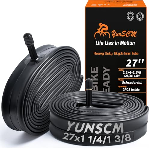 YunSCM 2PCS 28/35-630 Verdickter 27 Zoll Schlauch 27x1 3/8 AV32mm Ventil kompatibel 27 Zoll Fahrradschlauch/Kinderfahrrad/E-Fahrrad Schlauch 27x1 ¼ 27 x 1 3/8 27x1 3-8