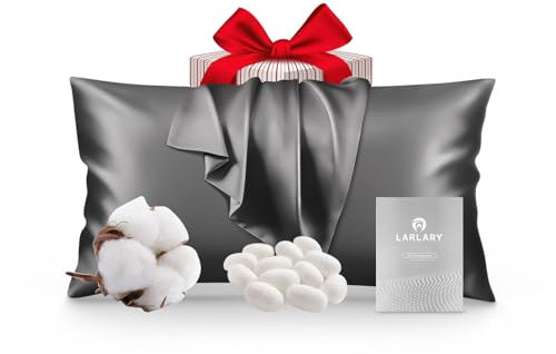 Larlary Seidenkissenbezug - 90% Seide, 10% Baumwolle, Für Kissenbezug, Kissenhülle, Weich und Hypoallergen (1, Grau, 40x80cm)