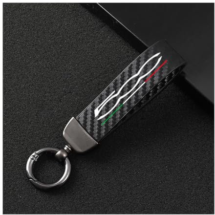 Generisch Auto SchlüSselanhäNger für FIAT 500 500S, Microfiber Leder SchlüSselanhäNger Auto Mit Um 360 ° Drehbarem Anti-Verlust-D-Ring,B