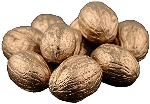 KLAMOTTEN STORE Walnüsse Gold Silber Kupfer 10 Stück Naturprodukt handveredelt Dekoration Weihnachten (Gold)