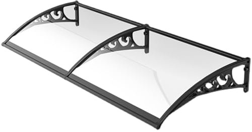 Front Door Canopy Window Awning Outdoor Polycarbonate Solid Sheet Curved Outside Roofing Canopies Waterproof 60cm~300cm Patio Porch Shade Awning Shelter With Brackets Rain Shelter(Brown,60cm*60cm)