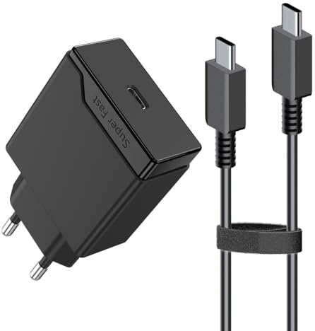 45W USB C Carga Rápida Ultra 2.0, Cargador Compatible con Samsung Galaxy S25 S24 S23 S22 Ultra FE y Tab S10 S9 S8, PD 3.0 PPS Adaptador de Corriente con Cable Tipo C 1.5M, Enchufe de Pare
