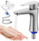 Vmxlso Robinet Lave Main Eau Froide, Robinet Eau Froide Uniquement, Robinet Salle Bain avec Tuyaux, Mitigeur Lavabo Chromé, Robinet Lavabo Salle de Bain, Robinet Salle de Bain pour Toilettes