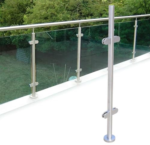 Barandilla de acero inoxidable para placa de cristal, barandilla de balcón con abrazaderas de cristal, postes de barandilla de acero inoxidable, soporte para el suelo de cristal, soporte para suelo de