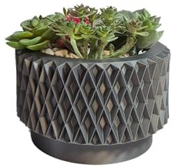 3DByEma Modern 3D Printed Succulent Planter, Stylish Lore Design Plant Pot with Drainage, Indoor Garden Container - Home Office Desk Decor Gift