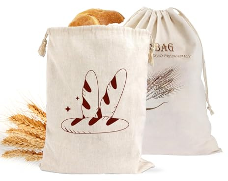 Butterbrottüten Natürliche Brotbeutel Leinen mit TPU-Innenfutter 2er Pack brotbeutel aufbewahrung frischhalten brottüten brot aufbewahren Brotaufbewahrung.40X30cm