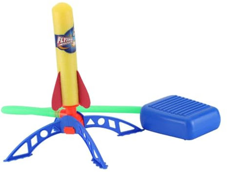 Vaguelly Eva Foam Rocket Launcher Toy Boys and Girls Outdoor Rockets Toy Pneumatic Launcher for Boys and Girls Outdoor Play Supplies