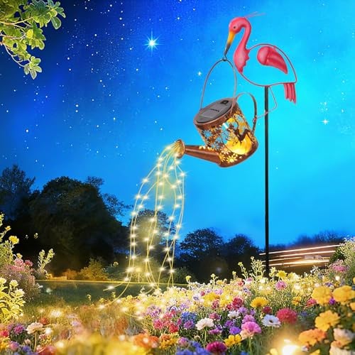 Tremdwoto Flamingo solarlampen für außen Garten，Solar gießkanne Flamingo Lampe für außen gartendeko，solar giesskanne für wetterfest Geschenk Garten für Pfad Weg Rasen Hof,Geschenk für Frauen,Mama,Oma