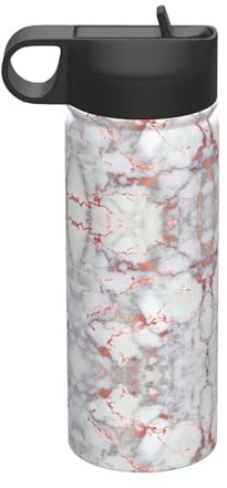 FSCEV White Marble Rose Gold 18oz Sports Insulated Kettle Stainless Steel Vacuum Sports Outdoor Daily Household Use