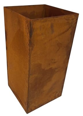 Bornhöft Pflanzkübel Metall Edelrost 25x25x50 cm – Rost Pflanzgefäß für Garten, Terrasse & Balkon – Moderner Blumentopf in Edelrost Optik – Wetterfester Pflanztopf