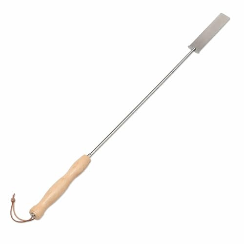 Teleskop Stockbrotspieß aus Edelstahl mit Holzgriff, ausziehbarer Grillspieß für Stockbrot, Lagerfeuer, Feuerstelle und Camping, flacher Halter für sicheren Teighalt, 91,5 cm