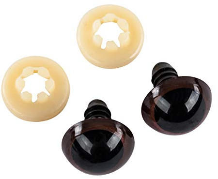Rayher 8911205 Kunststoff Sicherheitsaugen, zum Stecken, 15 mm ø, Btl. 10 Stück, mit Unterlegscheiben, dunkelbraun, Tieraugen, Teddyaugen, Puppenaugen