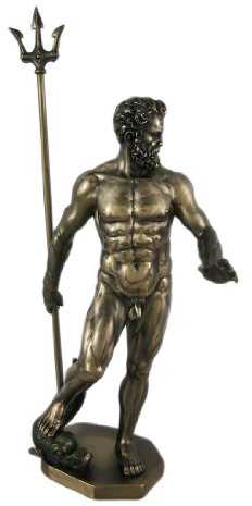 Griechischer Gott Poseidon Statue Neptune Nude Bronze
