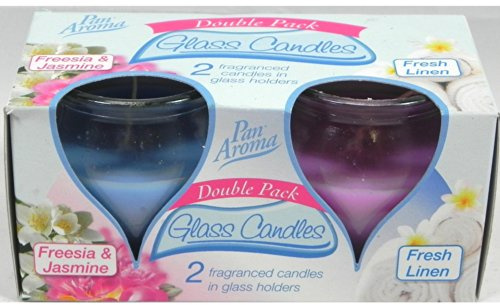 Pan Aroma Glass Candle Set of 2 Fresh Linen and Jasmine