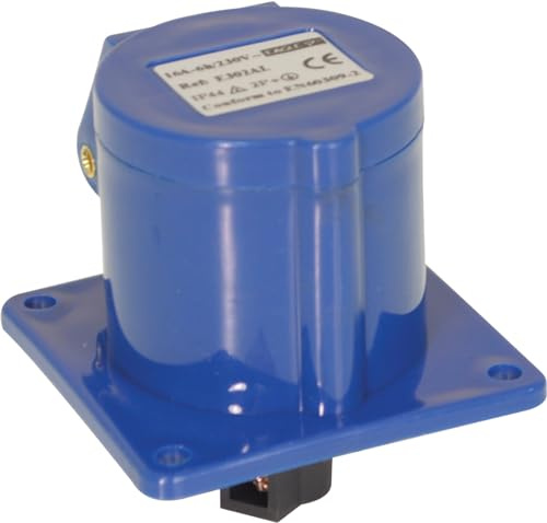 Eagle 230 V 16 A 3 Contact High Current Straight Outlet Panel Mount Blue