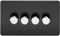 Knightsbridge SF2164MB Screwless 4G 2 Way Dimmer 60-400W-Matt W, Matt Black with Chrome Knobs