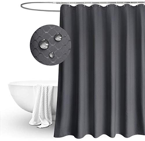 EurCross Extra Wide and Extra Long Shower Curtain 200x210cm drop,Solid Dark Grey Waffle Pattern Shower Curtains for Bathroom Mildew Resistant Water repellent Durable Washable Polyester