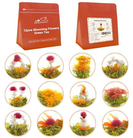 LWXLJMJZC 12 Unique Varieties Blooming Green Tea Ball | Jasmine Blossom Tea | Single Pack with Flowers - Gifts for Tea Lovers