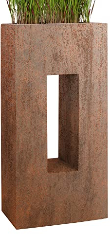 Pflanzwerk® Fioriera Vaso di Fiori Vetroresina Vista Grata Bruno 92x45x27cm *Fioriera Resistente al Gelo* *Protezione UV* * Beni di qualità*