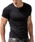 Mens Short Sleeve Cotton Muscle Slim Fitted Sport Henley T-Shirt with Button Black M
