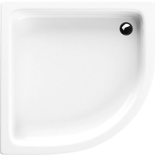VBChome Acryl-Duschwanne 90x90x26 cm R55 Duschtasse Grawello Viertelkreis Duschkabine Styroporträger Sanitär-Acryl Duschbecken stabil weiß befliesbar+ Siphon