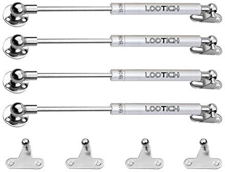 LOOTICH 150N Acero Entero Hidráulico Amortiguador Piston de Gas Resorte para Puertas Armario Muebles de Cocina Elevación Neumática Lid Stay Paquete de 4