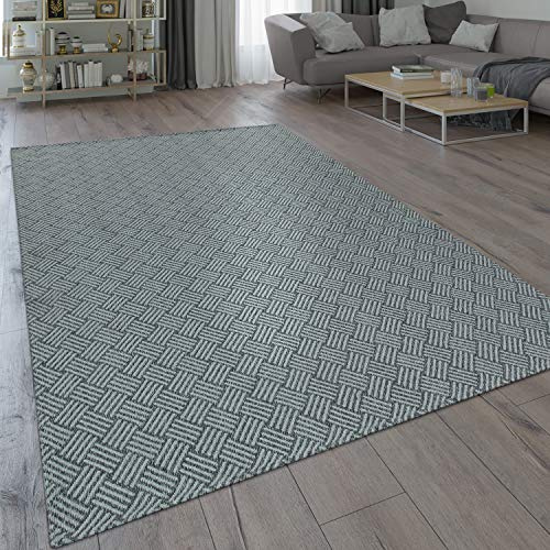 Paco Home Teppich Wohnzimmer Esszimmer Küche Flecht Web Muster Modern Grau, Grösse:160x220 cm