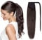 SEGO Ponytail Extension Echthaar Pferdeschwanz Haarteil Haarverlängerung Zopf Glatt Dunkelbraun#2 22(55cm)-95g