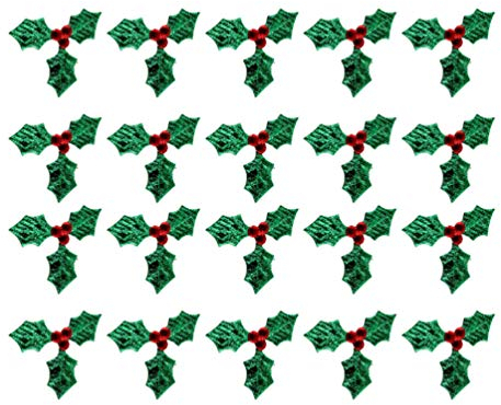 Healifty 100 stücke Weihnachten Holly Berry Patches Mini Berry Leaf Eisen auf gestickte Applikation Patch DIY craft-3cm