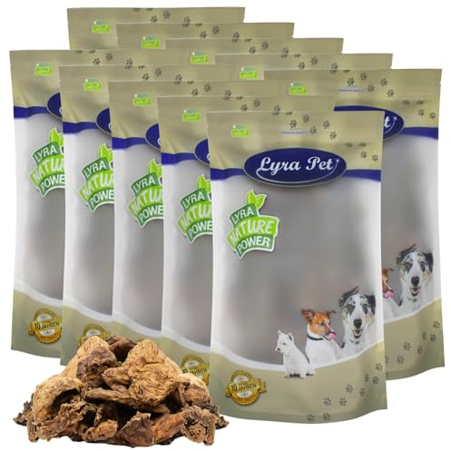 Lyra Pet® 10 kg Lammlunge | Naturbelassener Kausnack zahnreinigend | Proteinhaltiges Leckerli für alle Hunde | Langer Kaugenuss | Getrockneter Kauartikel | Schonend getrocknet