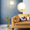 Depuley Stehleuchte LED Wohnzimmer mit Glas Kugel, 9W Birne, E27 Basis, Modern Stehlampe Schlafzimmer Gold mit Fußschalter 3000K Augenschutz, 720lm, 110-240V, für Büro Esszimmer Flur Hotel Restaurant