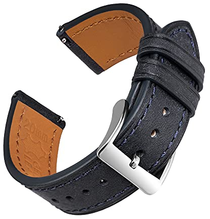 EACHE Uhrenarmband 20mm Leder Schnellverschluss, Italien Pueblo Top Grain Vintage Leder Uhrenarmbänder für Herren Navy Blue