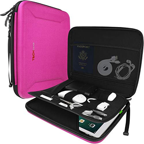 TECHGEAR Portfolio Tablet Sleeve Organiser, Zipper Hard Shell Protective Carry Cover Bag Holder Case Fits iPad Pro 13, Air 13, Pro 12.9, Surface Pro 9/8/7/6/5/Pro X, Samsung Tab S7+/S8+/S9 Ultra/FE