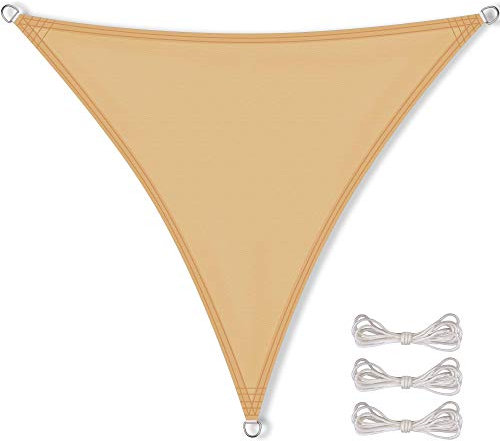 CelinaSun Sonnensegel wasserdicht inkl Befestigungsseile Basic Dreieck gleichseitig 3,6 x 3,6 x 3,6 m sandbeige Sonnenschutz wasserabweisend