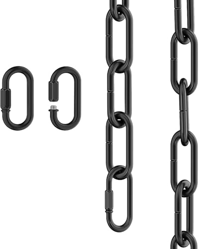 garini 6 Feet Industrial Black Light Fixture Chain, Adjustable Metal Pendant Chandelier Chain Extension with Detachable Link, Maximum Load is 66 Pounds